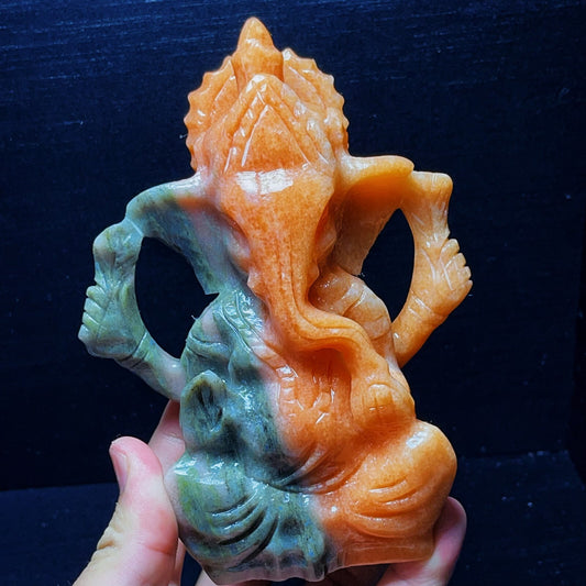 784G Natural Handcarved Elephant Buddha Crystal Healing