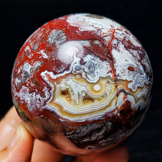 TOP 569G Natural Polished Mexico Crazy Agate Sphere Ball Crystal Healing