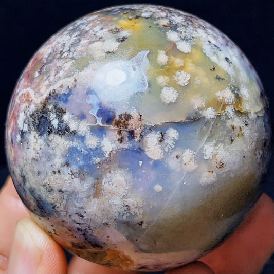 334G Natural Polished Moss Agate Sphere Agate Crystal Ball Healing