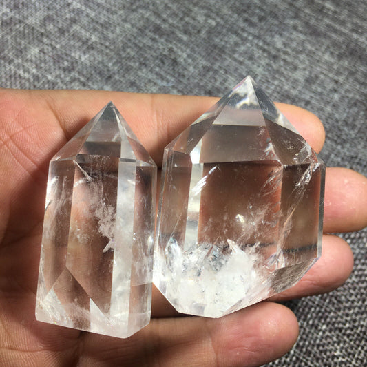 Natural Quartz clear Crystal Obelisk Wand Energy Healing 2PCS