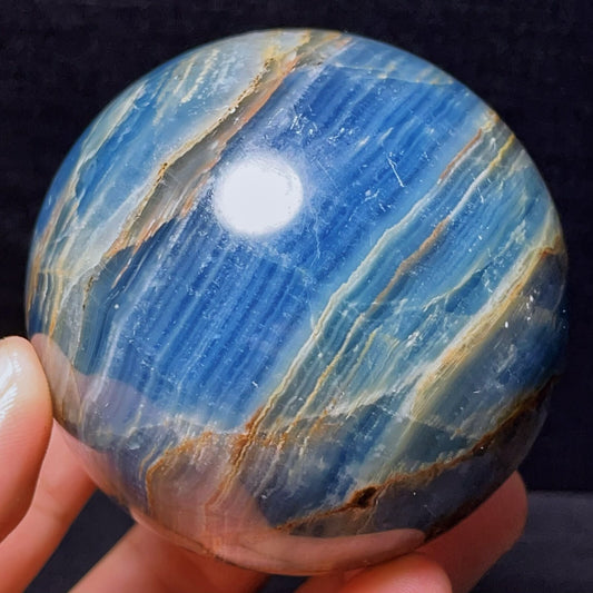 661G Natural Polished Blue Onxy Agate Crystal Sphere Ball Healing