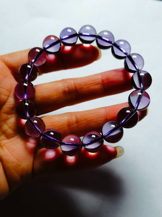 Real Tibetan High Altitude Clear Purple Amethyst Crystal Bracelet Bead 11 mm