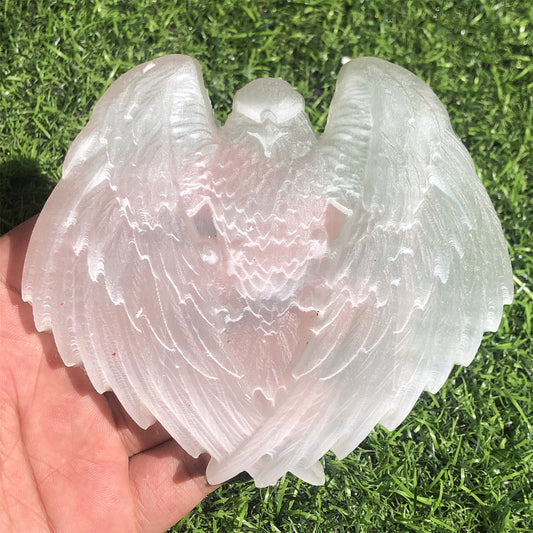 4" Natural Selenite Eagle Animal Carving Quartz Reiki Crystal Healing 1pc