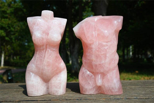 5.7''+ Carved Natural Rose quartz female model male model Reiki Crystal skull