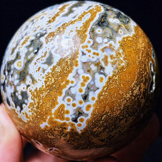 295G Natural Polished Orbicular Ocean Jasper Sphere Crystal Healing