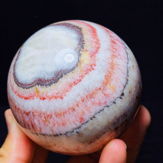 809G Natural Polished Rhodochrosite Sphere Ball Crystal Stone Healing