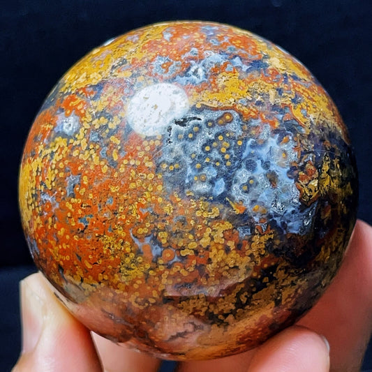 373G Natural Polished Orbicular Ocean Jasper Sphere Crystal Healing