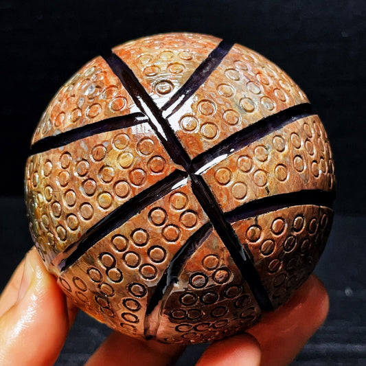 715G Natural Polished Basketball Agate Sphere Crystal Ball Healing