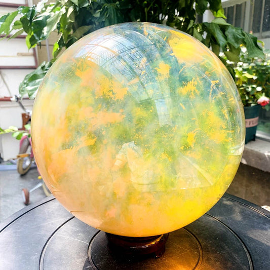 25.96LB Yellow melting stone quartz crystal sphere crystal ball  reiki