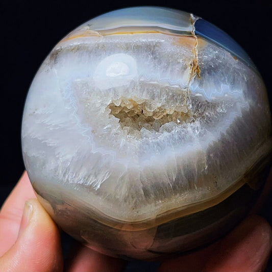699G Natural Polished Agate Geode Sphere Ball Crystal Healing