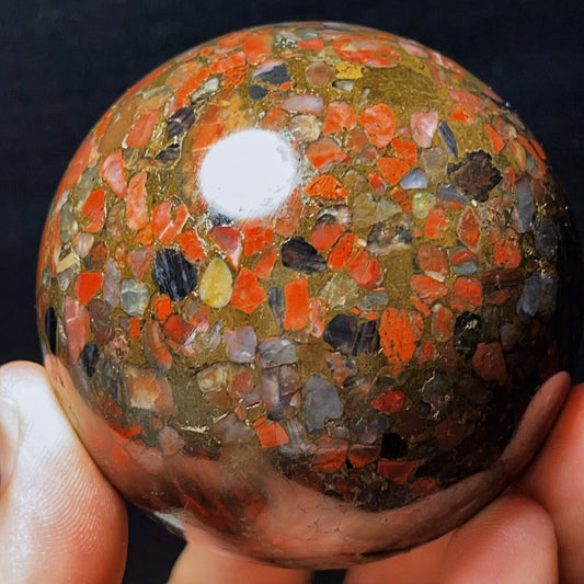 508G Natural Plum blossom Agate Sphere Ball Crystal Stone Madagascar