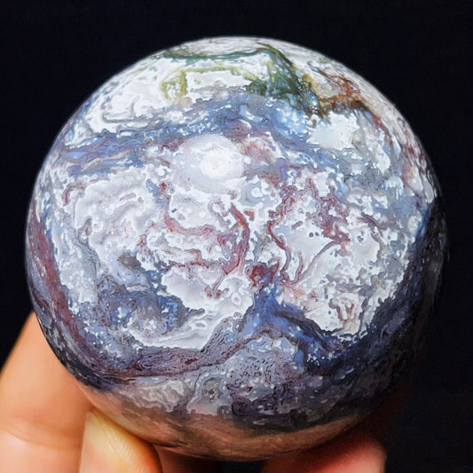 429G Natural Polished Moss Agate Sphere Agate Crystal Ball Healing